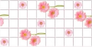 фото Панель ПВХ Грейс Плитка Розовые герберы (955*480*4 мм)
