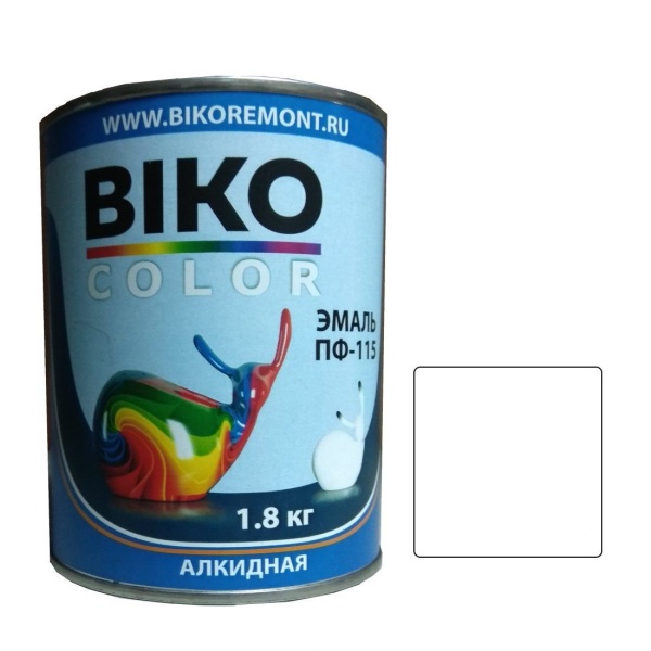 фото Эмаль универсальная Biko Color ПФ-115 Белая (0,8 кг)