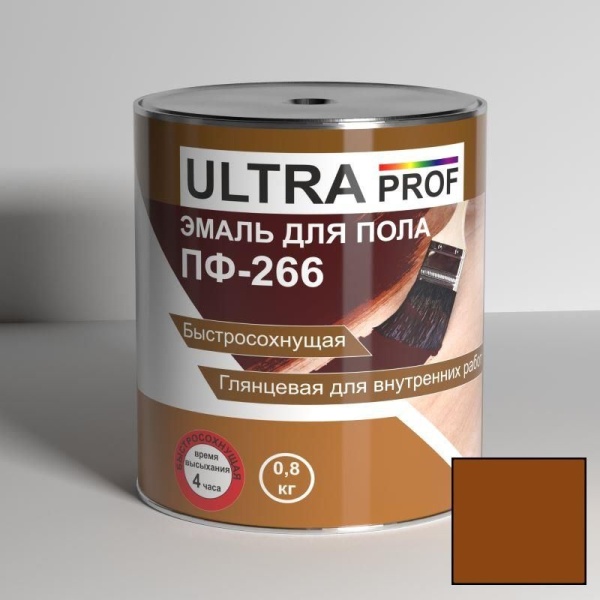 фото Эмаль для деревянного пола UltraProf ПФ-266 Золотистая (1,8 кг)