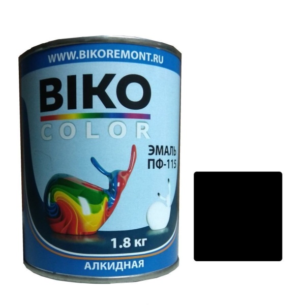 фото Эмаль универсальная Biko Color ПФ-115 Чёрная (0,8 кг)